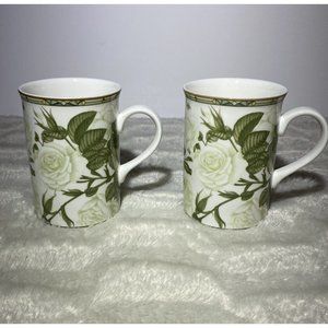 White Roses Coffee Mug Cup Royal Bone China Collector's Series of Four Designs